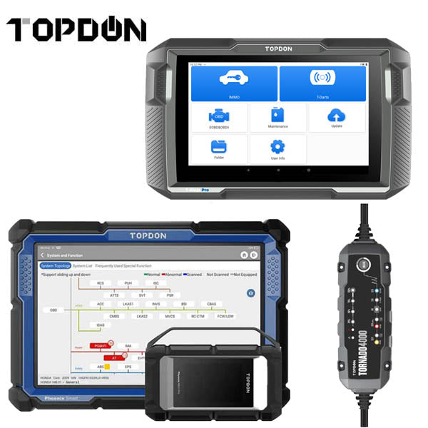 TOPDON Bundle - Phoenix Smart Advanced Diagnostic Scanner + T-Ninja Pro OBD  Programmer + Tornado 4000 Battery Charger – UHS Hardware