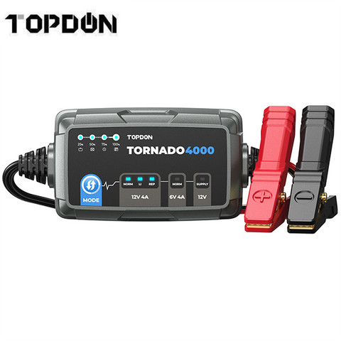 TOPDON - Tornado 4000 - Battery Charger - Lead-Acid Battery - Lithium-Ion Battery - 65W TOPDON - Tornado 4000 - Battery Charger - Lead-Acid Battery - Lithium-Ion Battery - 65W