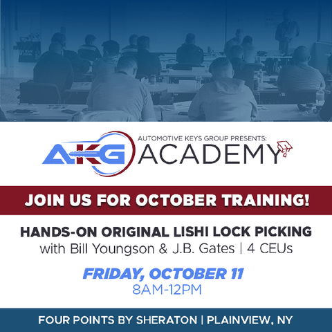 Hands-On In-Person Training - Original Lishi Lock Picking - 4 CEU Credit Hours - October 11th, 8AM – 12PM - Plainview, NY Hands-On In-Person Training - Original Lishi Lock Picking - 4 CEU Credit Hours - October 11th, 8AM – 12PM - Plainview, NY