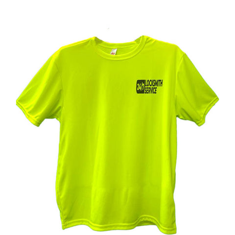 T-shirt - 24/7 Locksmith Service - Optional Sizes - Fluorescent Yellow T-shirt - 24/7 Locksmith Service - Optional Sizes - Fluorescent Yellow