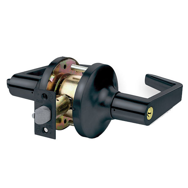 TELL - CL102912 - LC2400 Series Heavy Duty Cylindrical Leverset - Matte Black - 2-3/4" Backset - Cortland Lever - Grade 2 - Optional Function
