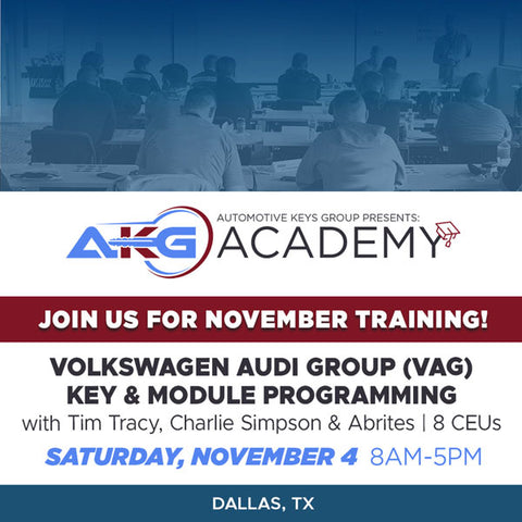 Hands-On Live In-Person Training - VAG Key And Module Programming With Tim Tracy & Abrites - 1 Day Course - 8 CEU's (November 4, 2023 - Dallas, Texas) Hands-On Live In-Person Training - VAG Key And Module Programming With Tim Tracy & Abrites - 1 Day Course - 8 CEU's (November 4, 2023 - Dallas, Texas)
