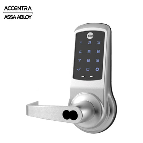 Accentra (Formerly Yale) - NexTouch - Commercial Electronic Keypad Lever Lock - 2-3/4" Backset - 6-Pin LFIC Prep Less Core - Satin Chrome - w/ Key Override Accentra (Formerly Yale) - NexTouch - Commercial Electronic Keypad Lever Lock - 2-3/4" Backset - 6-Pin LFIC Prep Less Core - Satin Chrome - w/ Key Override