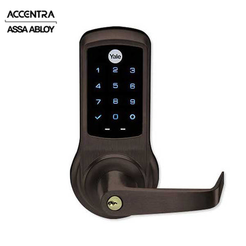 Accentra (Formerly Yale) - NexTouch - Commercial Electronic Keypad Lever Lock - Augusta Lever - Touchscreen w/ Key Override - 2-3/4" Backset - Schlage 'C' Keyway - Dark Bronze - Grade 1 Accentra (Formerly Yale) - NexTouch - Commercial Electronic Keypad Lever Lock - Augusta Lever - Touchscreen w/ Key Override - 2-3/4" Backset - Schlage 'C' Keyway - Dark Bronze - Grade 1