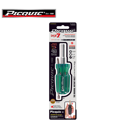 PICQUIC - Dash 7 - Multi Bit Screwdriver - P 1,2,3, / R1,2 / S 3/16", 1/4" (1/4" hex bits) - UHS Hardware PICQUIC - Dash 7 - Multi Bit Screwdriver - P 1,2,3, / R1,2 / S 3/16", 1/4" (1/4" hex bits) - UHS Hardware