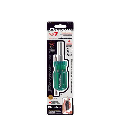 PICQUIC - Dash 7 - Multi Bit Screwdriver - P 1,2,3, / R1,2 / S 3/16", 1/4" (1/4" hex bits) - UHS Hardware PICQUIC - Dash 7 - Multi Bit Screwdriver - P 1,2,3, / R1,2 / S 3/16", 1/4" (1/4" hex bits) - UHS Hardware