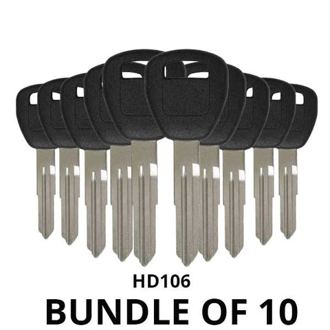 1997-2006 Honda Acura HD106 Transponder Key (BUNDLE OF 10) - UHS Hardware 1997-2006 Honda Acura HD106 Transponder Key (BUNDLE OF 10) - UHS Hardware