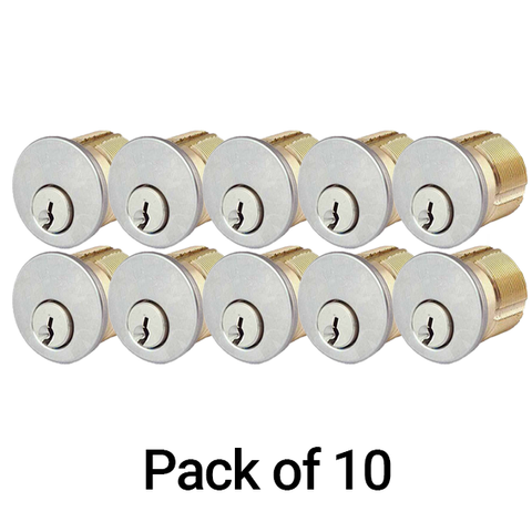 10 X Premium Mortise Cylinder - 1" - 26D - Satin Chrome (Bundle of 10) - UHS Hardware