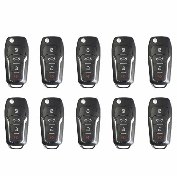 Xhorse VVDI Super Remote / Ford Style / 4-Button Universal Flip Key w/ Super Chip (Pack of 10) - UHS Hardware