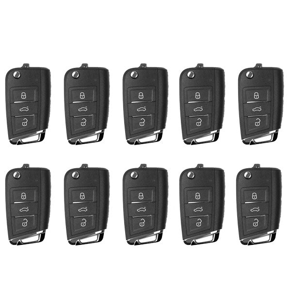 Xhorse - XEMQB1EN - Super Remote / MQB Style / 3-Button Universal Flip Key / VVDI Super Chip for VVDI Tools (Pack of 10) - UHS Hardware