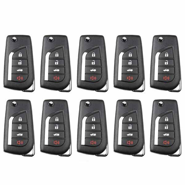 Xhorse - Toyota Style / 4-Button Universal Remote Flip Key for VVDI Key Tools (Wired) (Pack of 10) - UHS Hardware Xhorse - Toyota Style / 4-Button Universal Remote Flip Key for VVDI Key Tools (Wired) (Pack of 10) - UHS Hardware