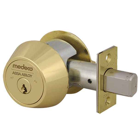 Medeco Commercial BiLevel - Single Deadbolt - 05 - Bright Brass - UHS Hardware Medeco Commercial BiLevel - Single Deadbolt - 05 - Bright Brass - UHS Hardware