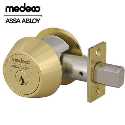 Medeco Commercial BiLevel - Single Deadbolt - 05 - Bright Brass - UHS Hardware Medeco Commercial BiLevel - Single Deadbolt - 05 - Bright Brass - UHS Hardware