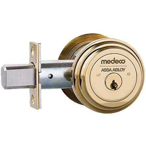 Medeco Residential 5 Pin BiLevel Single Deadbolt - 05 - Bright Brass - UHS Hardware Medeco Residential 5 Pin BiLevel Single Deadbolt - 05 - Bright Brass - UHS Hardware