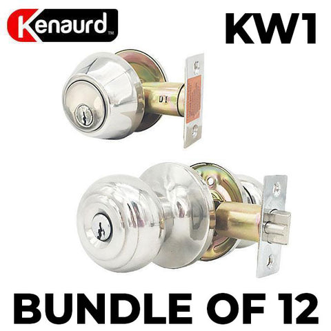 x12 Premium Combo Lockset - Knob & Deadbolt - Bright Chrome - BC - KW1 (BUNDLE OF 12) - UHS Hardware x12 Premium Combo Lockset - Knob & Deadbolt - Bright Chrome - BC - KW1 (BUNDLE OF 12) - UHS Hardware
