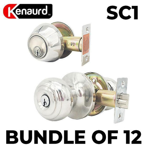 x12 Premium Combo Lockset - Knob & Deadbolt - Bright Chrome - BC - SC1 (BUNDLE OF 12) - UHS Hardware x12 Premium Combo Lockset - Knob & Deadbolt - Bright Chrome - BC - SC1 (BUNDLE OF 12) - UHS Hardware