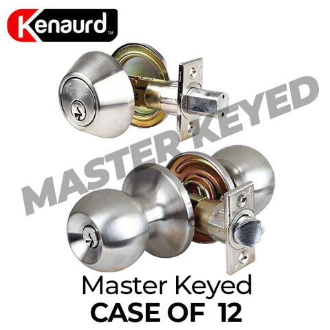 12 x Premium Combo Lockset – Knob & Deadbolt – Satin Chrome (SC1) - MASTER KEYED (Bundle of 12) - UHS Hardware 12 x Premium Combo Lockset – Knob & Deadbolt – Satin Chrome (SC1) - MASTER KEYED (Bundle of 12) - UHS Hardware