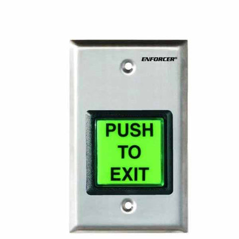 Seco-Larm - LED Illuminated RTE Single Gang Wall Plate w/ Large Green Button - 12~24 VDC - Stainless Steel - UHS Hardware Seco-Larm - LED Illuminated RTE Single Gang Wall Plate w/ Large Green Button - 12~24 VDC - Stainless Steel - UHS Hardware
