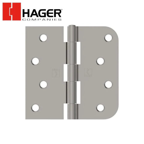 Hager - RC1847 - 5-Knuckle - Square by Round Corner 5/8" Radius - Plain Bearing with Fasteners - Rivet Pin - 4" x 4" - Optional Finish Hager - RC1847 - 5-Knuckle - Square by Round Corner 5/8" Radius - Plain Bearing with Fasteners - Rivet Pin - 4" x 4" - Optional Finish