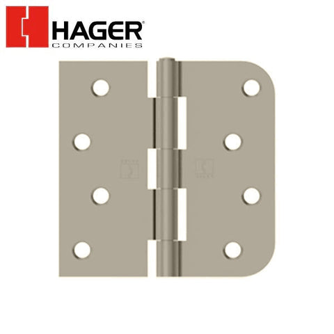 Hager - RC1847 - 5-Knuckle - Square by Round Corner 5/8" Radius - Plain Bearing with Fasteners - Rivet Pin - 4" x 4" - Optional Finish Hager - RC1847 - 5-Knuckle - Square by Round Corner 5/8" Radius - Plain Bearing with Fasteners - Rivet Pin - 4" x 4" - Optional Finish