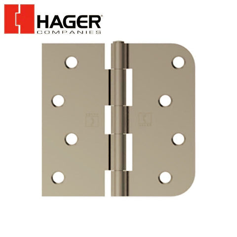 Hager - RC1847 - 5-Knuckle - Square by Round Corner 5/8" Radius - Plain Bearing with Fasteners - Rivet Pin - 4" x 4" - Optional Finish Hager - RC1847 - 5-Knuckle - Square by Round Corner 5/8" Radius - Plain Bearing with Fasteners - Rivet Pin - 4" x 4" - Optional Finish
