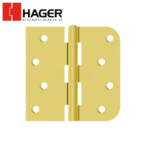 Hager - RC1847 - 5-Knuckle - Square by Round Corner 5/8" Radius - Plain Bearing with Fasteners - Rivet Pin - 4" x 4" - Optional Finish Hager - RC1847 - 5-Knuckle - Square by Round Corner 5/8" Radius - Plain Bearing with Fasteners - Rivet Pin - 4" x 4" - Optional Finish