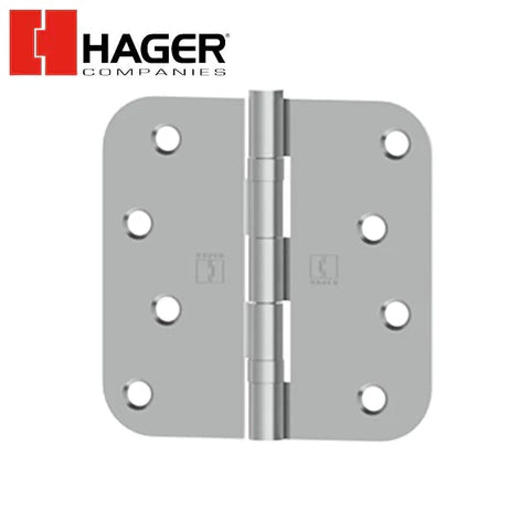 Hager - RCBB1542 - 5-Knuckle - Round Corner 5/8" radius - Ball Bearing with Fasteners - 4" x 4" - Satin Stainless Steel - Non-Removable Pin Hager - RCBB1542 - 5-Knuckle - Round Corner 5/8" radius - Ball Bearing with Fasteners - 4" x 4" - Satin Stainless Steel - Non-Removable Pin