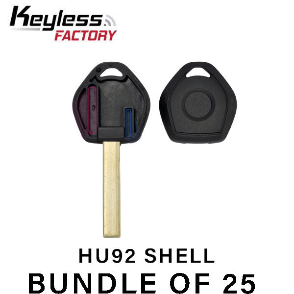 2000-2009 BMW HU92 2 Track Transponder Key SHELL (NO CHIP) (BUNDLE OF 25) - UHS Hardware