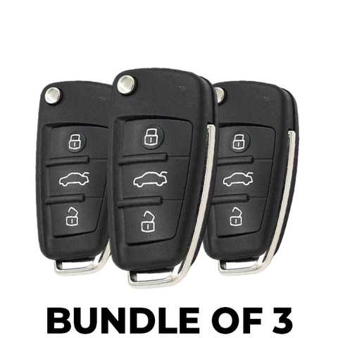 3 x 2006-2015 Audi / 3-Button Flip Key / PN: 0657660023S/ IYZ 3314 (BUNDLE OF 3) - UHS Hardware 3 x 2006-2015 Audi / 3-Button Flip Key / PN: 0657660023S/ IYZ 3314 (BUNDLE OF 3) - UHS Hardware