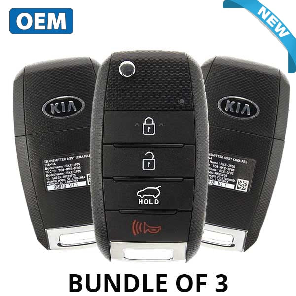 3 x 2015-2018 Kia Sedona / 4-Button Flip Key Remote / PN: 95430-A9100 / TQ8-RKE-4F19 / High Security KK10 (OEM) (BUNDLE OF 3) - UHS Hardware 3 x 2015-2018 Kia Sedona / 4-Button Flip Key Remote / PN: 95430-A9100 / TQ8-RKE-4F19 / High Security KK10 (OEM) (BUNDLE OF 3) - UHS Hardware