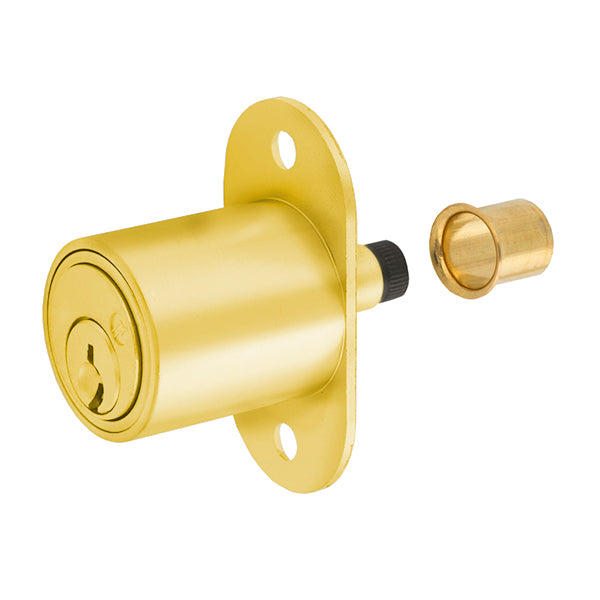 Olympus - 300SD - Sliding Door Plunger Lock - Satin Brass - 7/8" Material Thickness - Optional Keying - Grade 1 - UHS Hardware Olympus - 300SD - Sliding Door Plunger Lock - Satin Brass - 7/8" Material Thickness - Optional Keying - Grade 1 - UHS Hardware