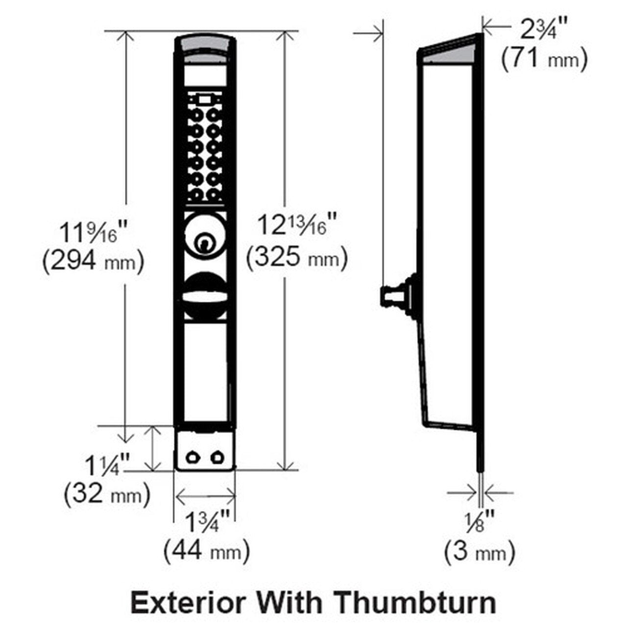 E-Plex E3066 Electronic Narrow-Stile Pushbutton Thumbturn Lock - Schlage 'C' - Adams Rite - Deadbolt - 626 - Satin Chrome w/ Key Override - UHS Hardware E-Plex E3066 Electronic Narrow-Stile Pushbutton Thumbturn Lock - Schlage 'C' - Adams Rite - Deadbolt - 626 - Satin Chrome w/ Key Override - UHS Hardware