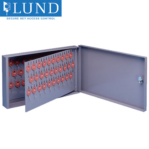 Lund - Single Door Wall Mount Key Cabinet - Small - Optional Tag System - Optional Capacity - 18 Gauge Steel - Grey Powder Coat Finish Lund - Single Door Wall Mount Key Cabinet - Small - Optional Tag System - Optional Capacity - 18 Gauge Steel - Grey Powder Coat Finish