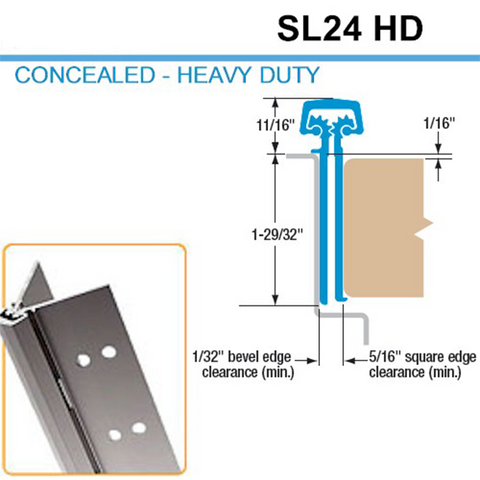 Select Hinges - 24 - 83" - Concealed Hinge - Clear Aluminum - Heavy Duty - UHS Hardware Select Hinges - 24 - 83" - Concealed Hinge - Clear Aluminum - Heavy Duty - UHS Hardware