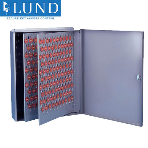 Lund - 556 - Large Single Door Wall Mount Key Cabinet - Optional Tag System - Optional Capacity - 18 Gauge Steel - Grey Powder Coat Finish Lund - 556 - Large Single Door Wall Mount Key Cabinet - Optional Tag System - Optional Capacity - 18 Gauge Steel - Grey Powder Coat Finish