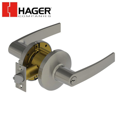 Hager - 3450 - Lever - Office - 2-3/4" - Satin Chrome - Optional Lever - Optional Keyway Hager - 3450 - Lever - Office - 2-3/4" - Satin Chrome - Optional Lever - Optional Keyway