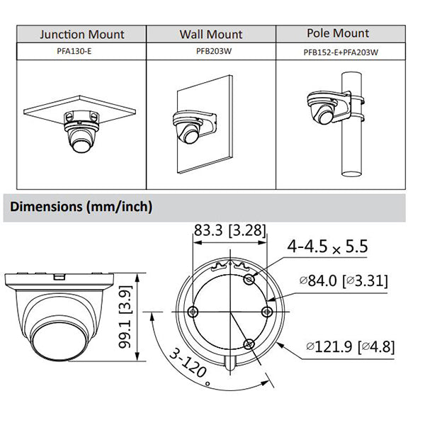 Dahua / IP Camera / 4MP Eyeball / 2.8 mm Fixed Lens / WDR / IP67 / Starlight / 5 Year Warranty / DH-N42BJ62 - UHS Hardware Dahua / IP Camera / 4MP Eyeball / 2.8 mm Fixed Lens / WDR / IP67 / Starlight / 5 Year Warranty / DH-N42BJ62 - UHS Hardware
