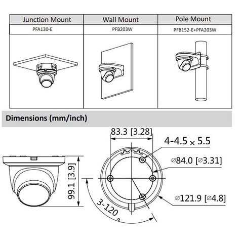 Dahua / IP Camera / 4MP Eyeball / 2.8 mm Fixed Lens / WDR / IP67 / Starlight / 5 Year Warranty / DH-N42BJ62 - UHS Hardware Dahua / IP Camera / 4MP Eyeball / 2.8 mm Fixed Lens / WDR / IP67 / Starlight / 5 Year Warranty / DH-N42BJ62 - UHS Hardware