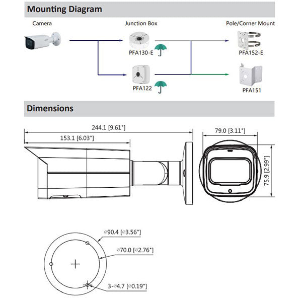 Dahua / IP Camera / 4MP Bullet / 3.6 mm Fixed Lens / WDR / IP67 / ePoE / 5 Year Warranty / DH-N45EF63 - UHS Hardware Dahua / IP Camera / 4MP Bullet / 3.6 mm Fixed Lens / WDR / IP67 / ePoE / 5 Year Warranty / DH-N45EF63 - UHS Hardware