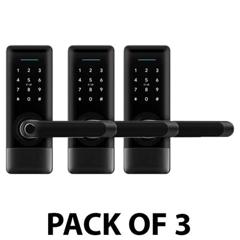 3 x DeGuard Pro - Premium Electronic Keyless Entry Smart Lever Set - H1B - Hotel / Multifamily - Bluetooth / Fingerprint / RFID / Wi-Fi - IP55 - Black (Pack of 3) 3 x DeGuard Pro - Premium Electronic Keyless Entry Smart Lever Set - H1B - Hotel / Multifamily - Bluetooth / Fingerprint / RFID / Wi-Fi - IP55 - Black (Pack of 3)