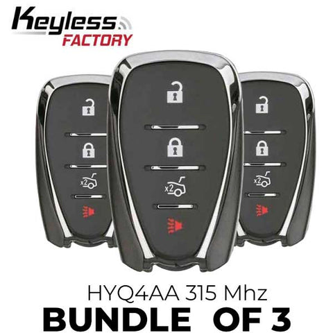 3 x 2016-2020 Chevy Cruze XL7 Sonic / 4-Button Smart Key w/ Trunk / HYQ4AA (BUNDLE OF 3) - UHS Hardware 3 x 2016-2020 Chevy Cruze XL7 Sonic / 4-Button Smart Key w/ Trunk / HYQ4AA (BUNDLE OF 3) - UHS Hardware