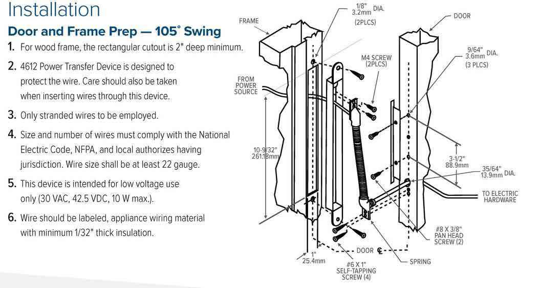Adams Rite - 4612 Power Transfer Device for Electrical Wiring - 105° Swing - UHS Hardware Adams Rite - 4612 Power Transfer Device for Electrical Wiring - 105° Swing - UHS Hardware
