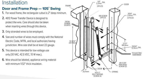 Adams Rite - 4612 Power Transfer Device for Electrical Wiring - 105° Swing - UHS Hardware Adams Rite - 4612 Power Transfer Device for Electrical Wiring - 105° Swing - UHS Hardware