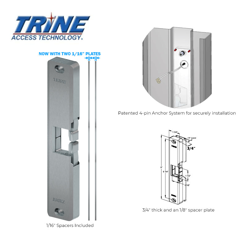 Trine - 4800F - 3/4″ Electric Strike - Fire Rated ANSI - Satin Stainless Steel - Grade 1 - UHS Hardware Trine - 4800F - 3/4″ Electric Strike - Fire Rated ANSI - Satin Stainless Steel - Grade 1 - UHS Hardware