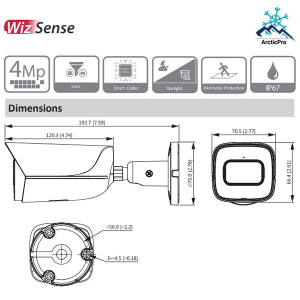 Dahua / IP Camera / 4MP Bullet / 2.8 mm Fixed Lens / WDR / IP67 / Starlight / 5 Year Warranty / DH-N43AB52 - UHS Hardware Dahua / IP Camera / 4MP Bullet / 2.8 mm Fixed Lens / WDR / IP67 / Starlight / 5 Year Warranty / DH-N43AB52 - UHS Hardware