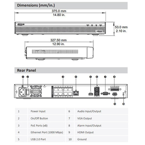 Dahua / 8-Channel / 8MP / PoE NVR / 2 SATA / 2 TB HDD / DH-N42B2P2 - UHS Hardware Dahua / 8-Channel / 8MP / PoE NVR / 2 SATA / 2 TB HDD / DH-N42B2P2 - UHS Hardware