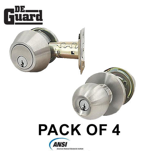 4 x Premium Commercial Combo Lock Set w/ Knob & Deadbolt – 26D Silver – SC4 Keyway – Grade 2 (Pack of 4) - UHS Hardware 4 x Premium Commercial Combo Lock Set w/ Knob & Deadbolt – 26D Silver – SC4 Keyway – Grade 2 (Pack of 4) - UHS Hardware