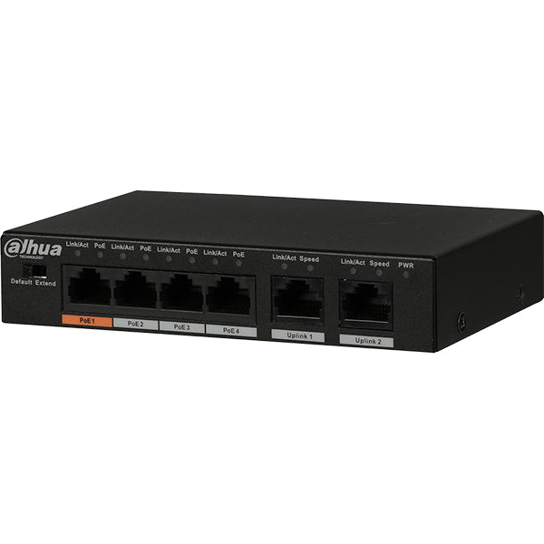 Dahua / 4-port PoE Ethernet switch 60W / 2MP / DH-PFS3006-4ET-60 - UHS Hardware Dahua / 4-port PoE Ethernet switch 60W / 2MP / DH-PFS3006-4ET-60 - UHS Hardware