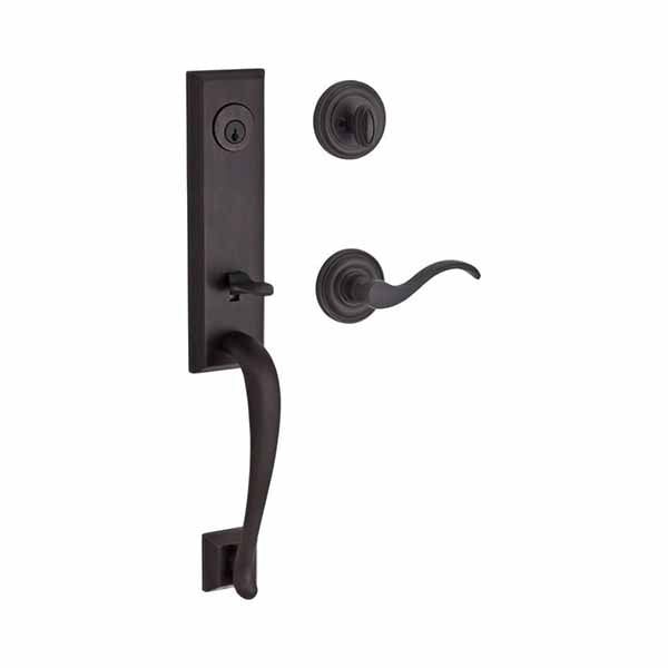 Baldwin - Reserve Del Mar Traditional Handleset - Single Cylinder Lever - Left Handed - Square Rose - Venetian Bronze - Grade 2 - UHS Hardware Baldwin - Reserve Del Mar Traditional Handleset - Single Cylinder Lever - Left Handed - Square Rose - Venetian Bronze - Grade 2 - UHS Hardware