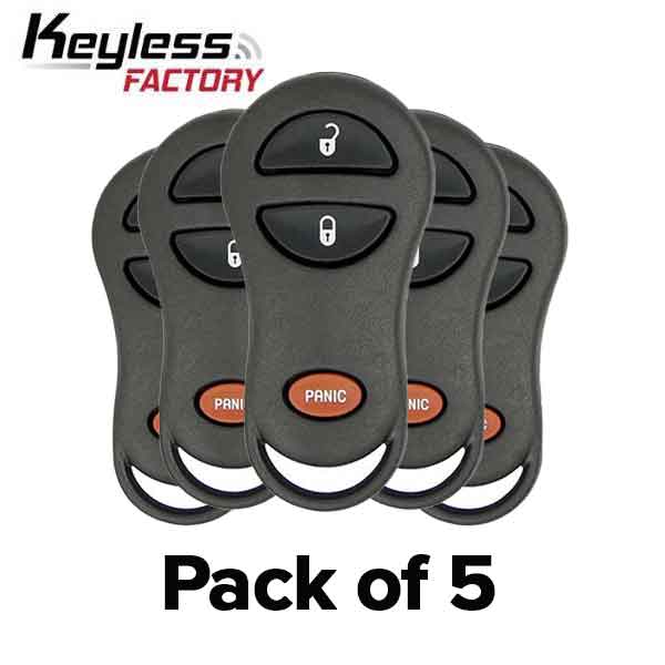 5 X 1999-2004 Dodge Jeep / 3-Button Keyless Entry Remote / GQ43VT9T (Bundle of 5) - UHS Hardware 5 X 1999-2004 Dodge Jeep / 3-Button Keyless Entry Remote / GQ43VT9T (Bundle of 5) - UHS Hardware
